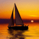 Sunset Over Sailboat In Sea
